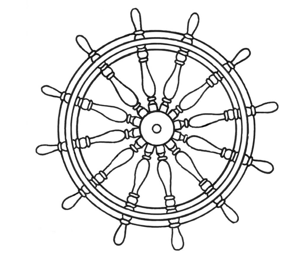 dibujo rueda de la nave imprimir y colorear