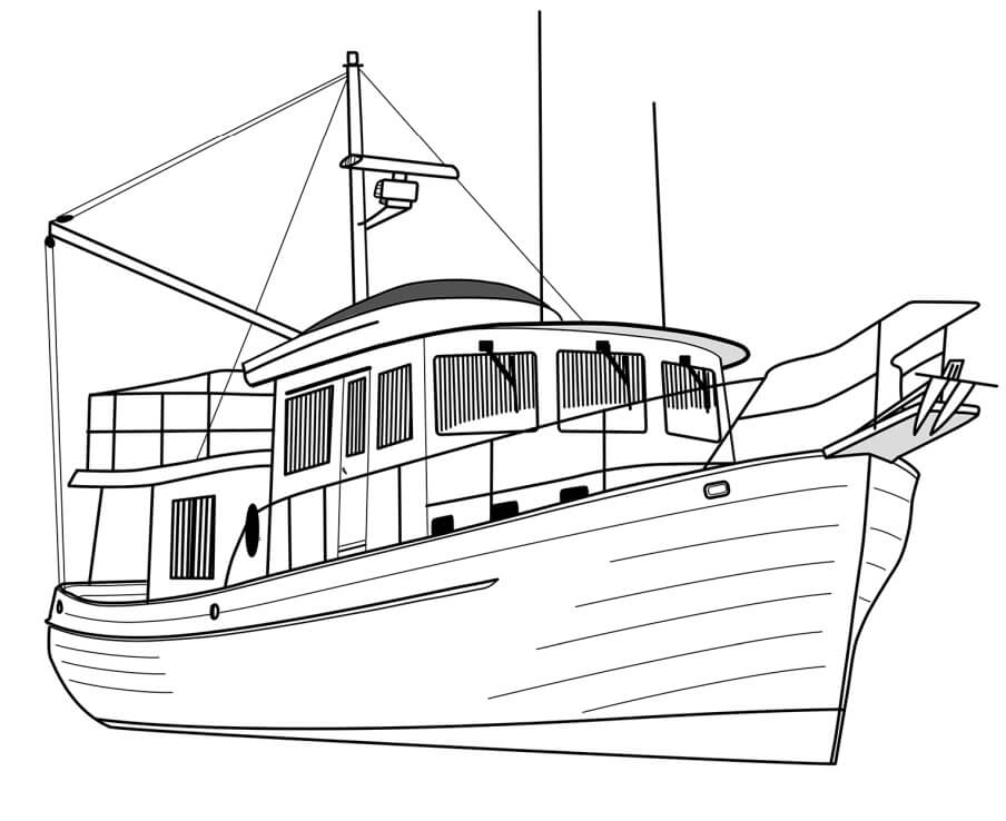 dibujo yate de arrastre de lujo imprimir y colorear