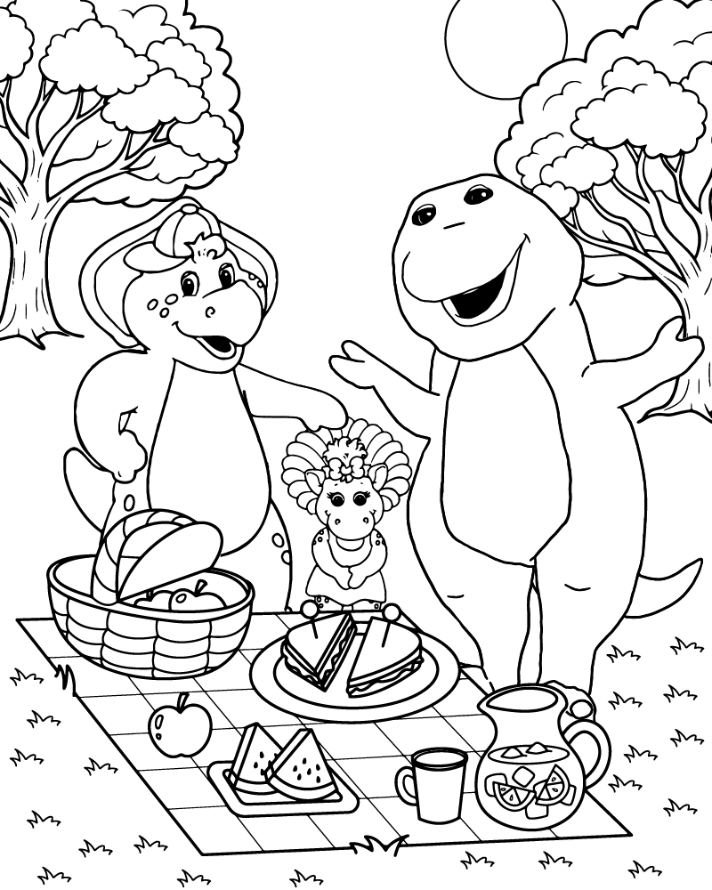 Dibujo de Barney And Friends Picnic Coloring Page para Colorear y Imprimir