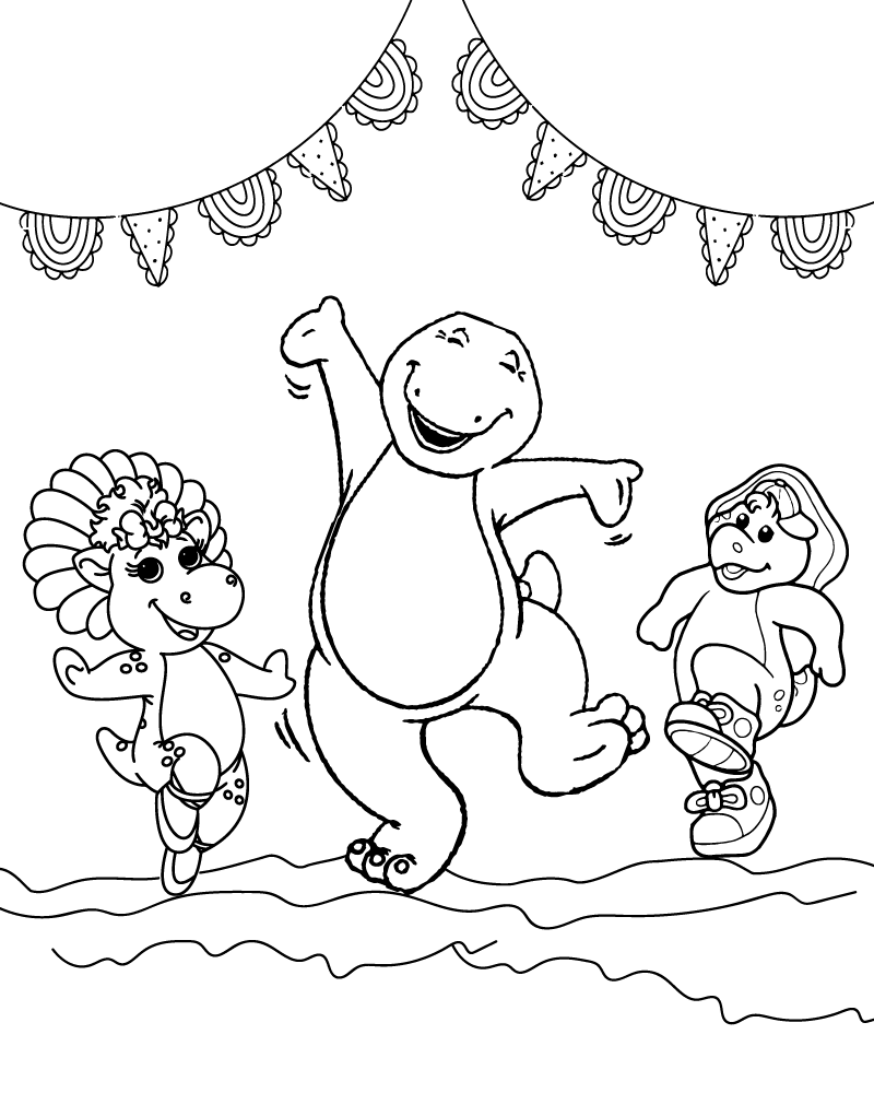 Dibujo de Barney Dancing With Friends Coloring Page para Colorear y Imprimir