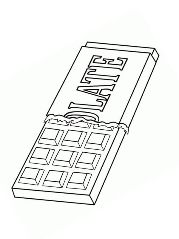 Dibujo de Agradable Barra de Chocolate para Colorear y Imprimir