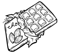 Dibujo de Barra de Chocolate Con Almendras para Colorear y Imprimir