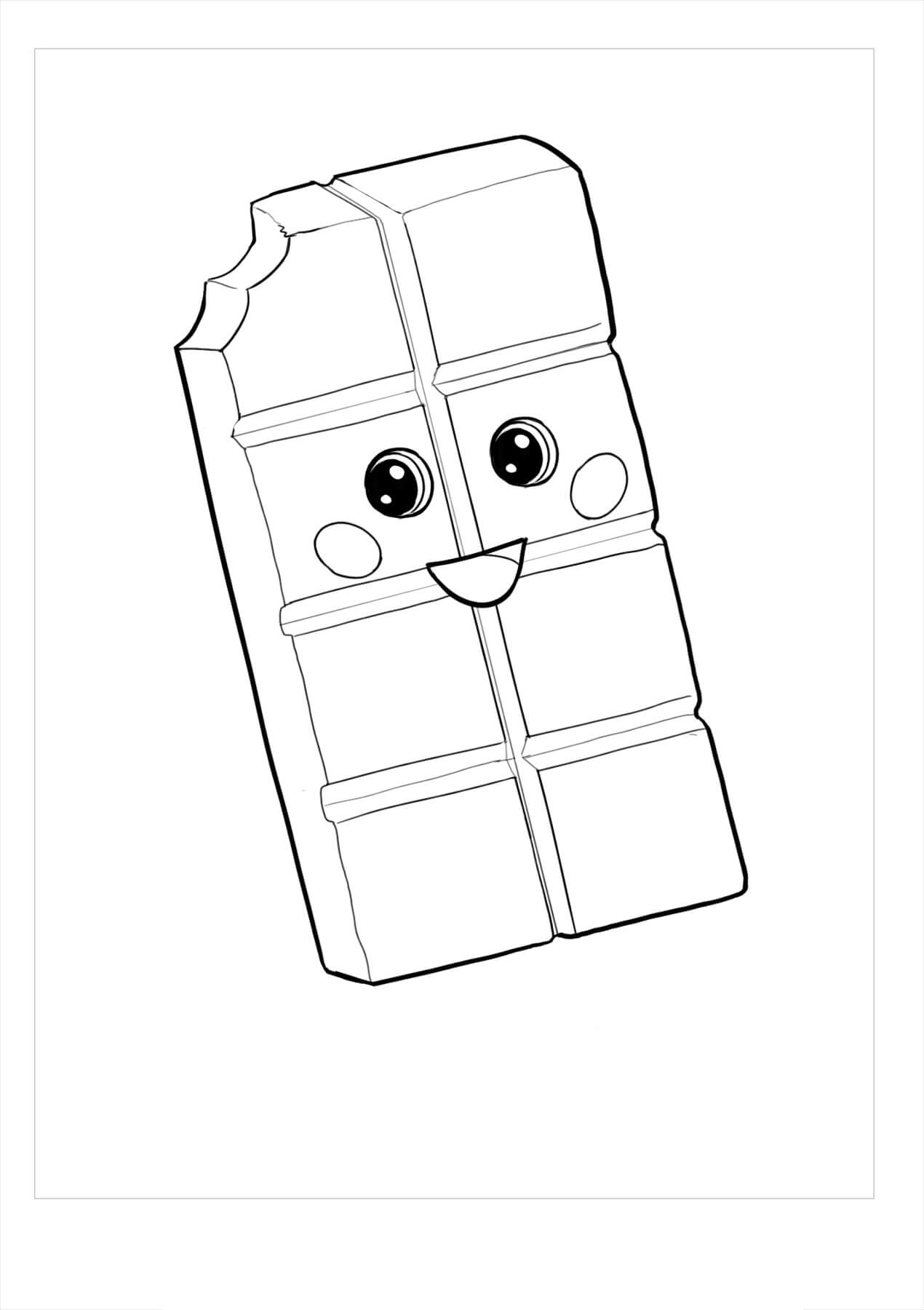 Dibujo de Barra de Chocolate ¡Feliz para Colorear y Imprimir