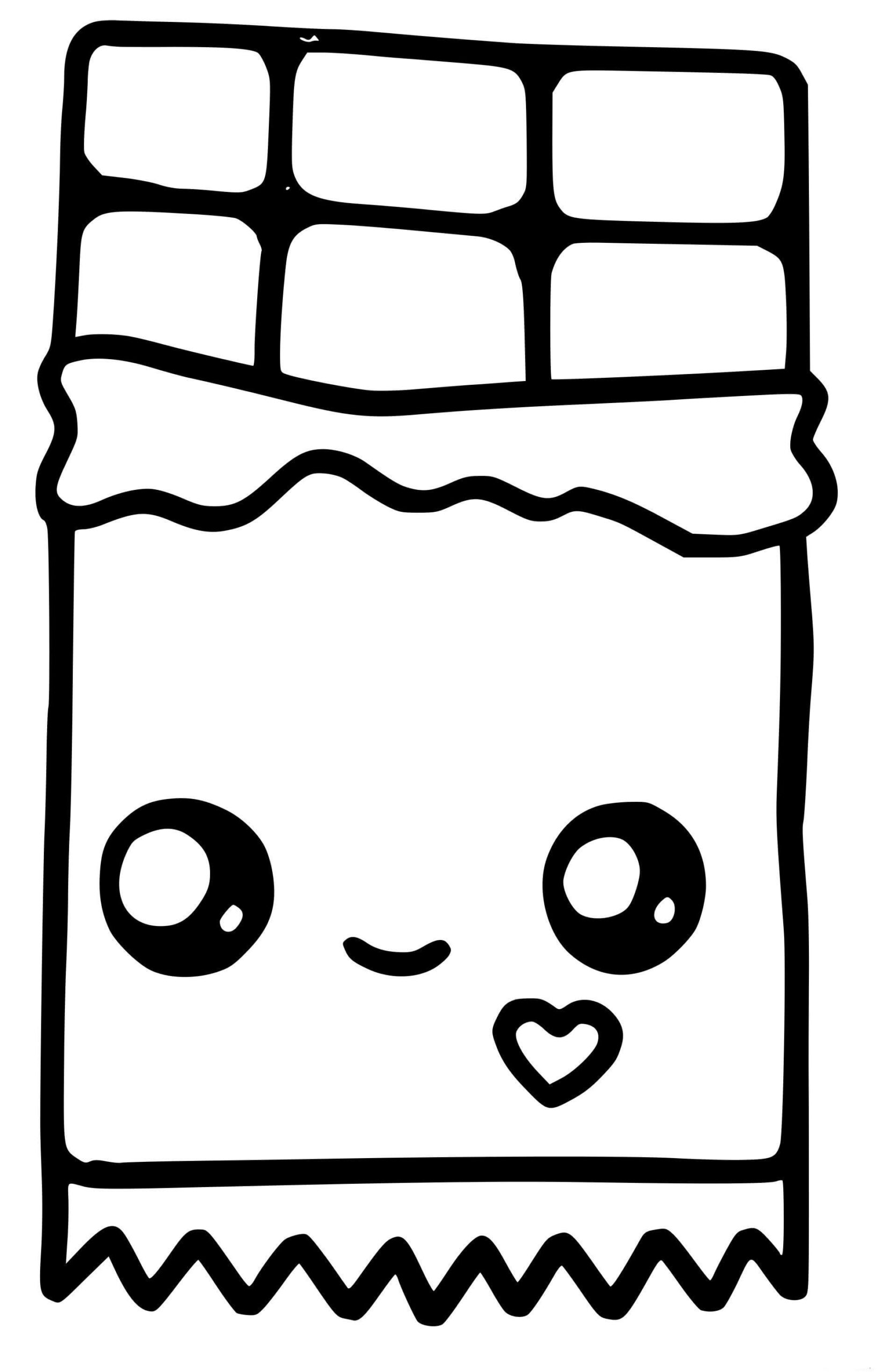 Dibujo de Barra de Chocolate Sonriente para Colorear y Imprimir