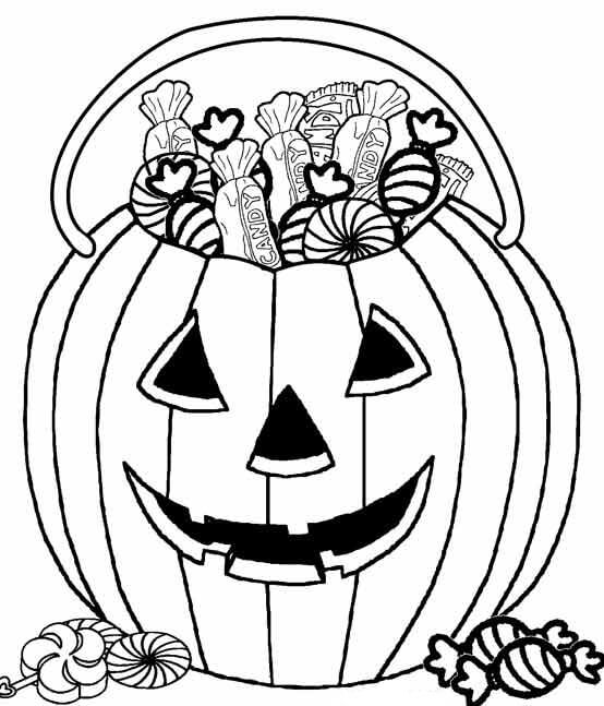 Dibujo de Chocolate Dulce En Calabaza para Colorear y Imprimir
