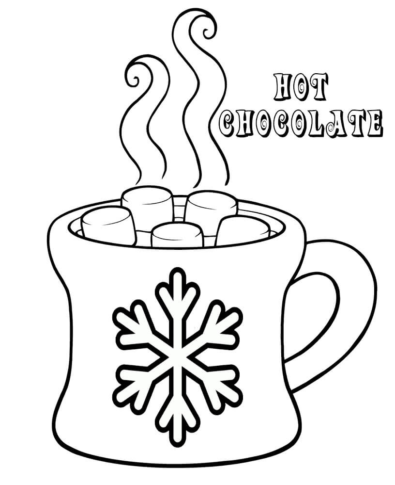 Dibujo de Taza de Chocolate Caliente para Colorear y Imprimir