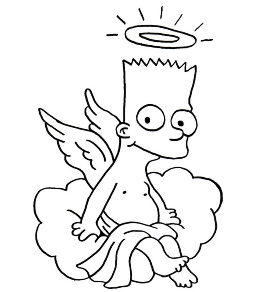 Dibujo de Ángulo Bart Simpson para Colorear y Imprimir