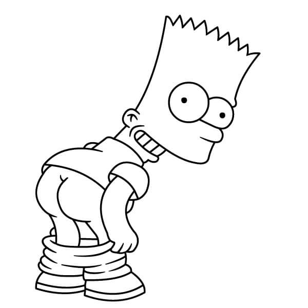 Dibujo de Bart Simpson Culo para Colorear y Imprimir