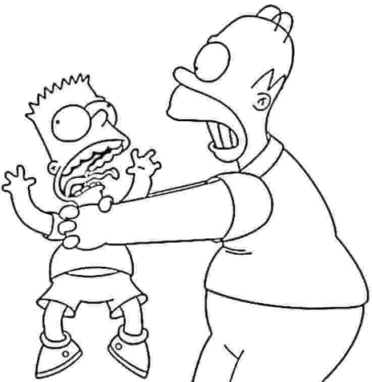 Dibujo de Bart y Homer Simpson para Colorear y Imprimir
