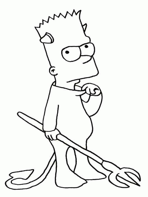 Dibujo de Diablo Bart Simpson para Colorear y Imprimir