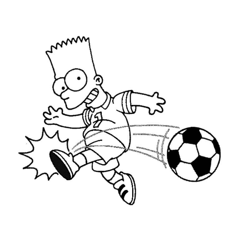 dibujos bart juega al futbol para colorear