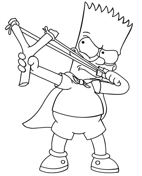 dibujos bart simpson con tirachinas para colorear