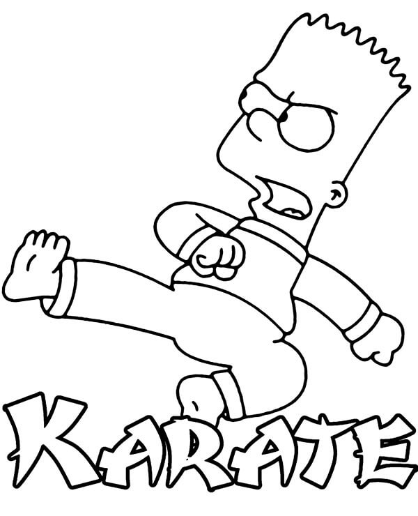 dibujos bart simpson karate para colorear