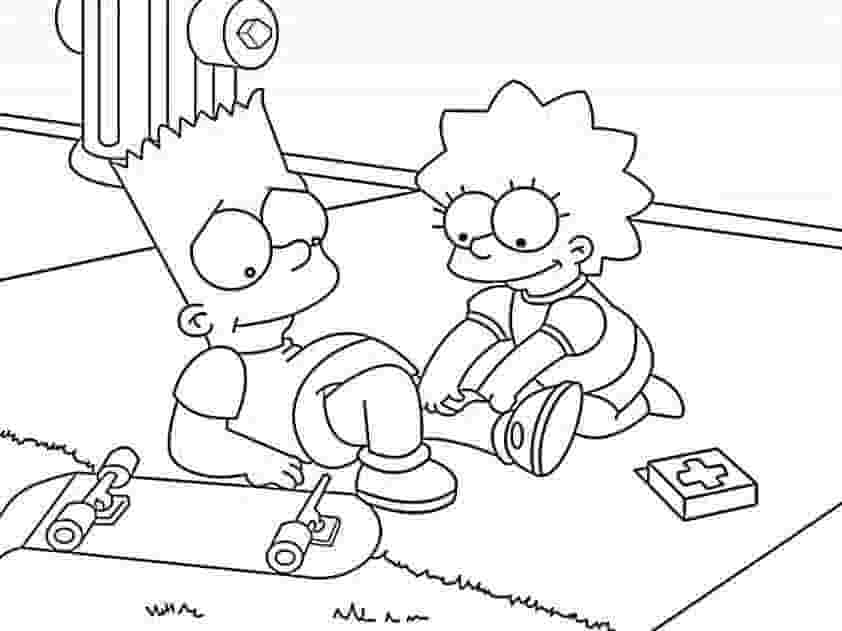 dibujos bart y lisa simpson para colorear