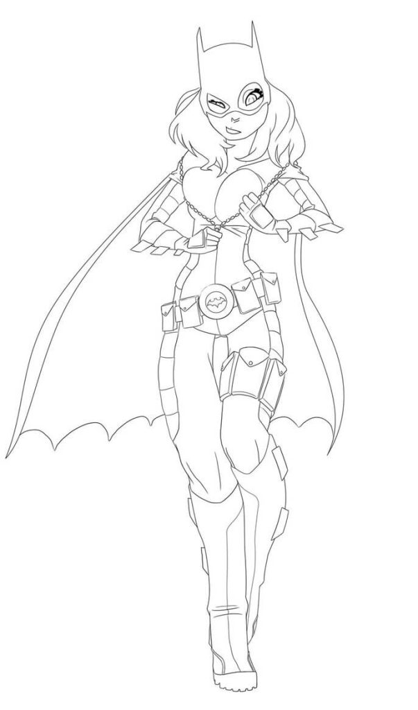 Dibujo de Batgirl Caminando para Colorear y Imprimir