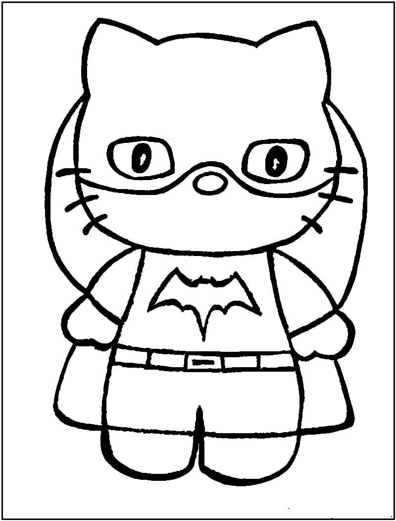 Dibujo de Hello Kitty Batichica para Colorear y Imprimir