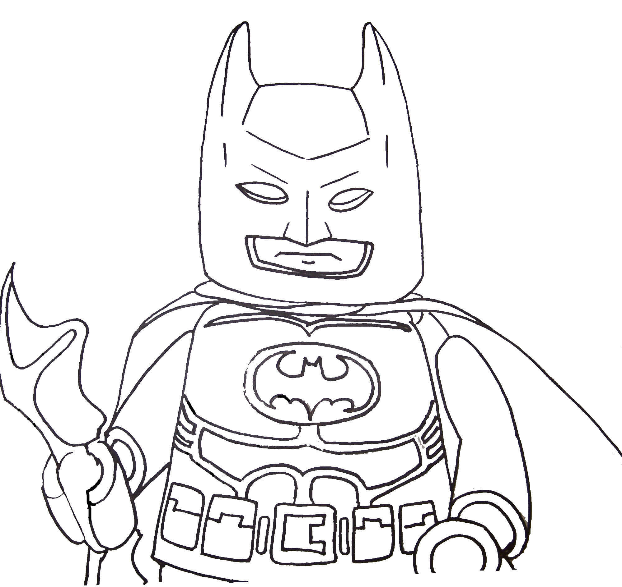 Dibujo de Arma de Sujecion de La Cara de Batman de Lego para Colorear y Imprimir