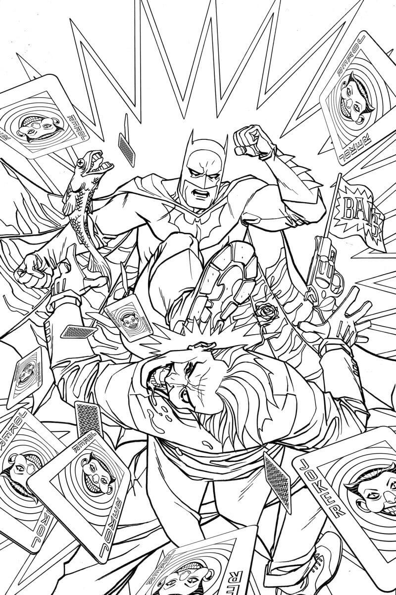 Dibujo de Batman Ataco Al Guason para Colorear y Imprimir