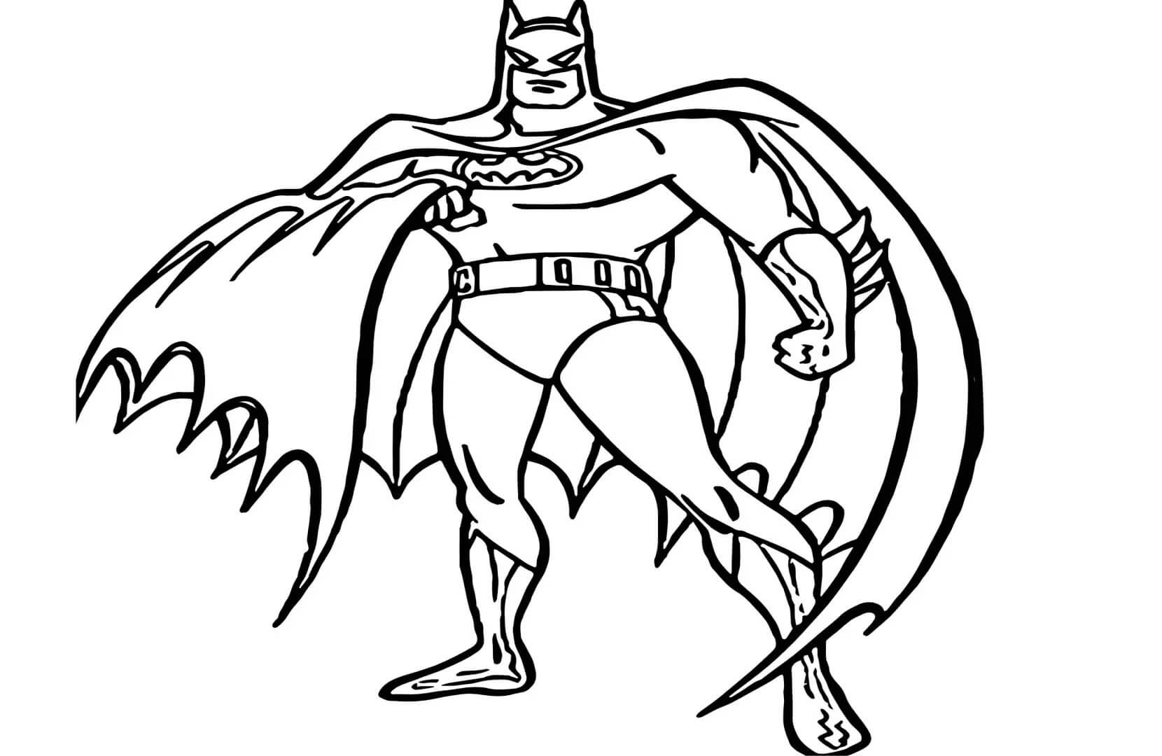 Dibujo de Batman Sosteniendo Su Capa para Colorear y Imprimir