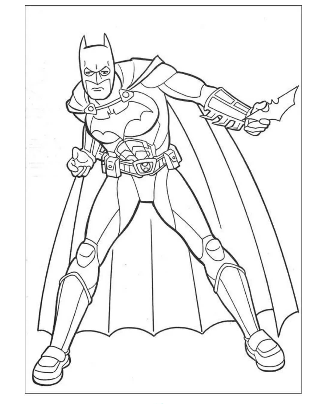Dibujo de Batman Sosteniendo Un Arma para Colorear y Imprimir