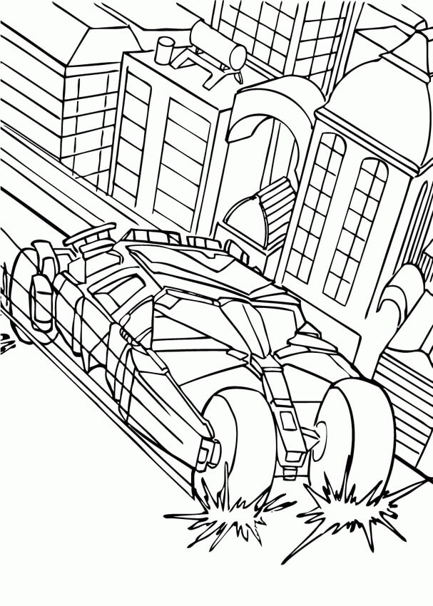 Dibujo de Coche de Batman para Colorear y Imprimir