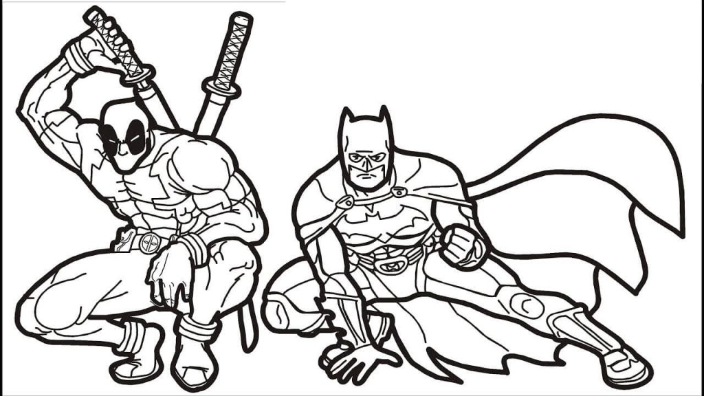 Dibujo de Deadpool y Batman para Colorear y Imprimir