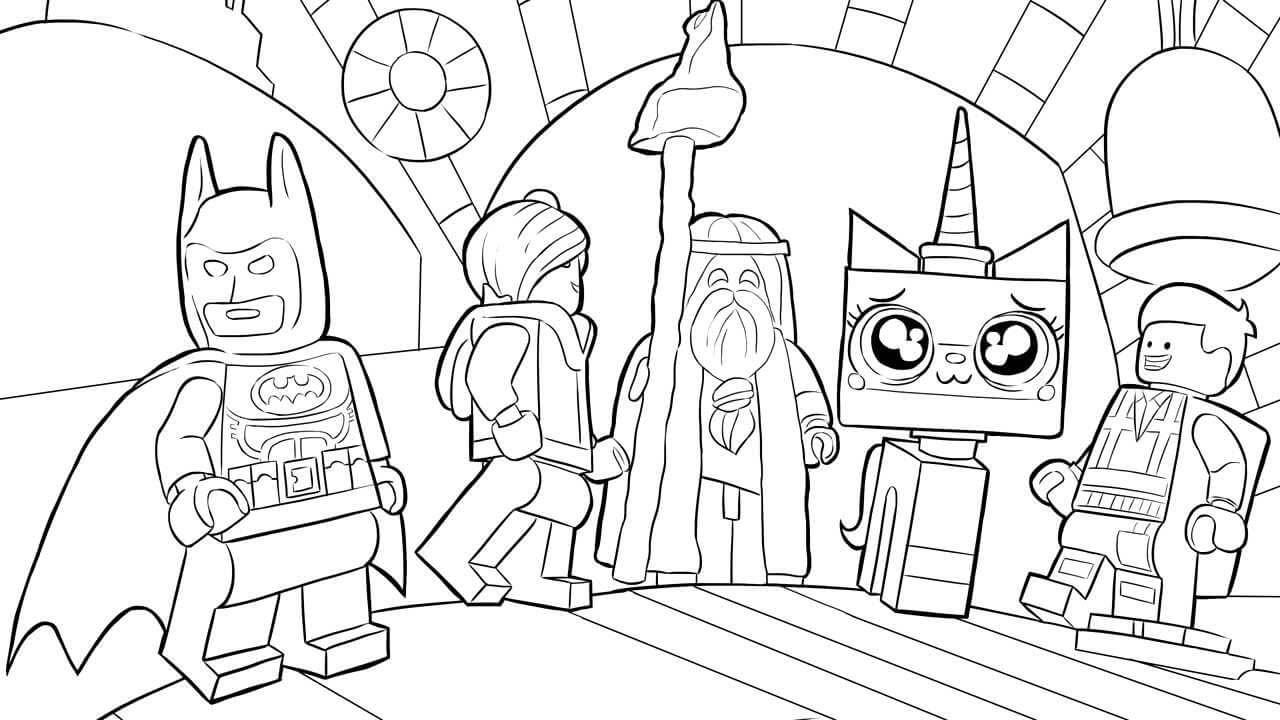Dibujo de Lego Batman y Amigos para Colorear y Imprimir
