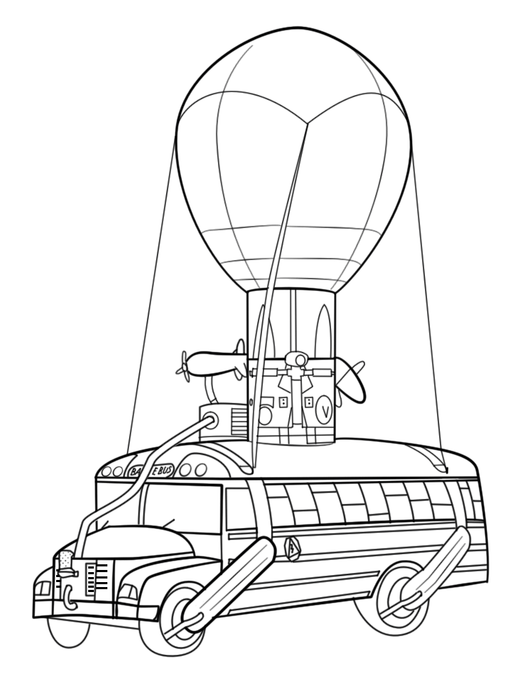 Dibujo de Autobús de Batalla de Fortnite para Colorear y Imprimir