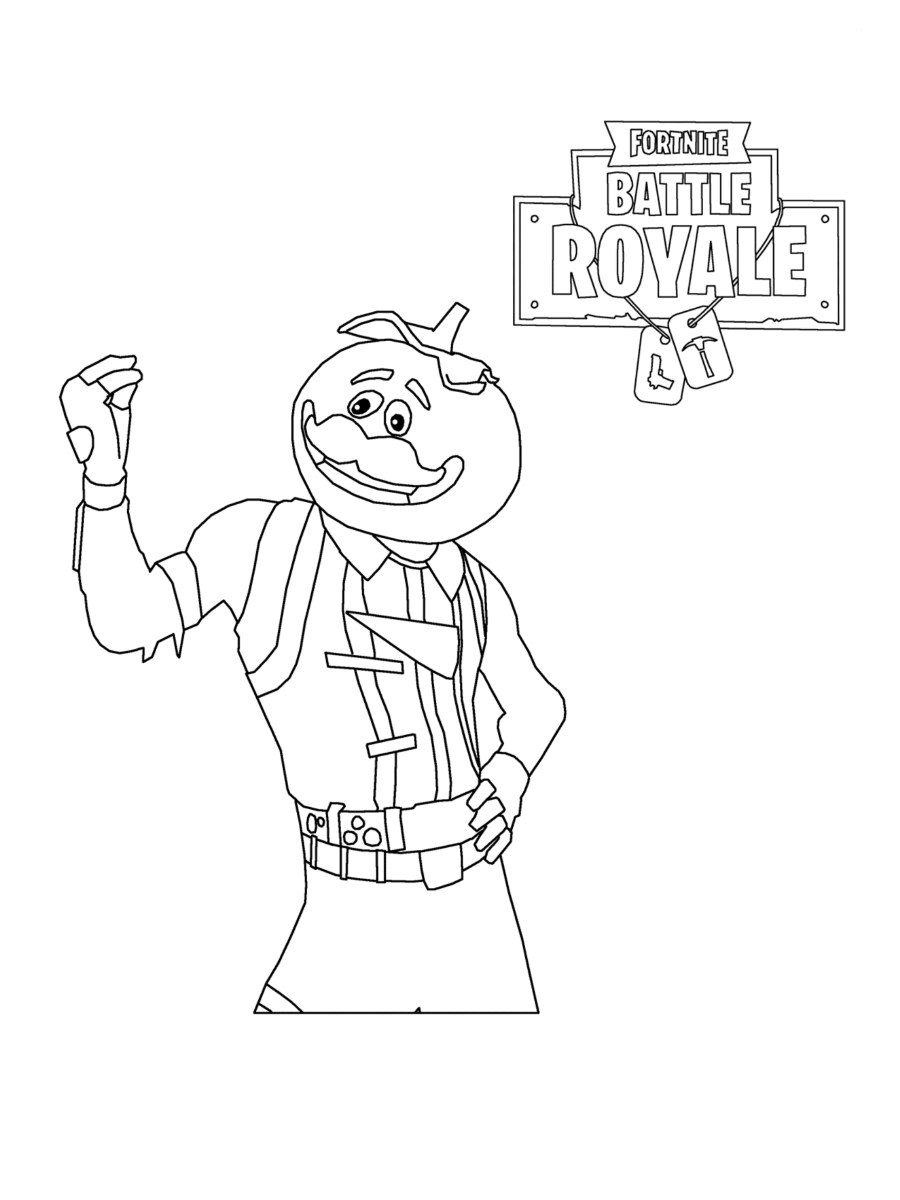 Dibujo de Cabeza de Tomate Fortnite para Colorear y Imprimir
