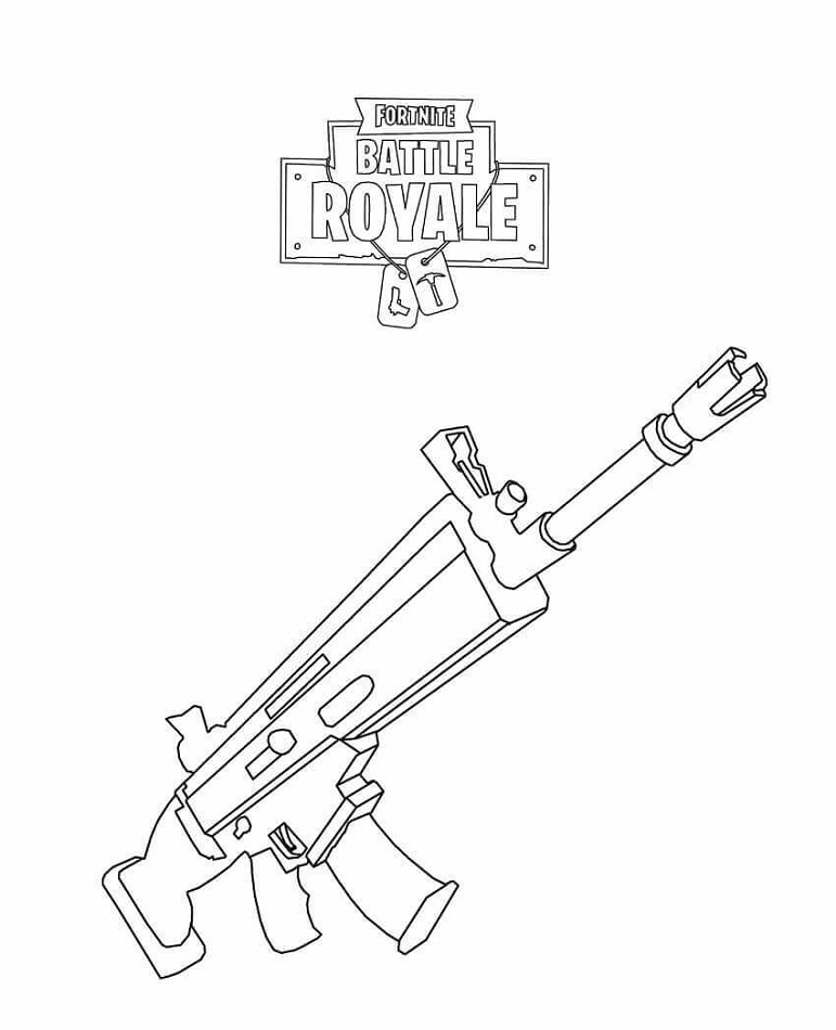 Dibujo de Cicatriz de Rifle Fortnite para Colorear y Imprimir