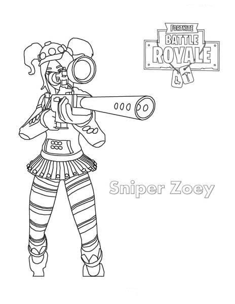 Dibujo de Francotiradora Zoey Fortnite para Colorear y Imprimir