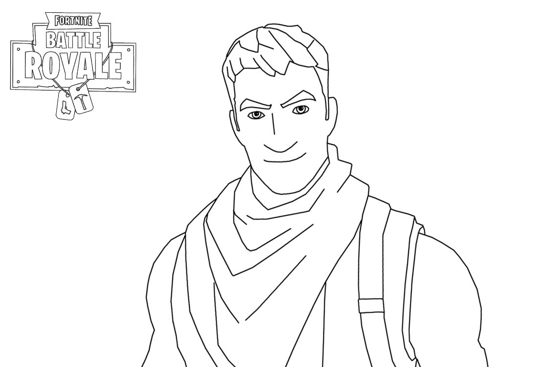 Dibujo de Hombre de Personaje de Fortnite Sonriendo para Colorear y Imprimir