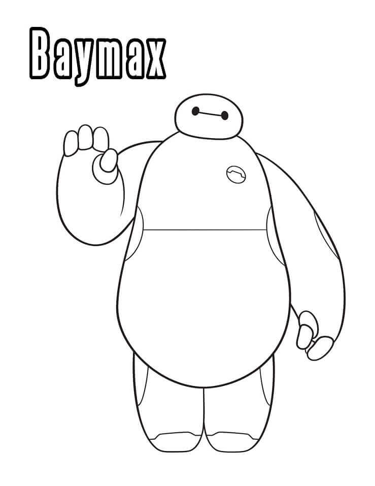 Dibujo de Baymax Está Saludando Con La Mano para Colorear y Imprimir