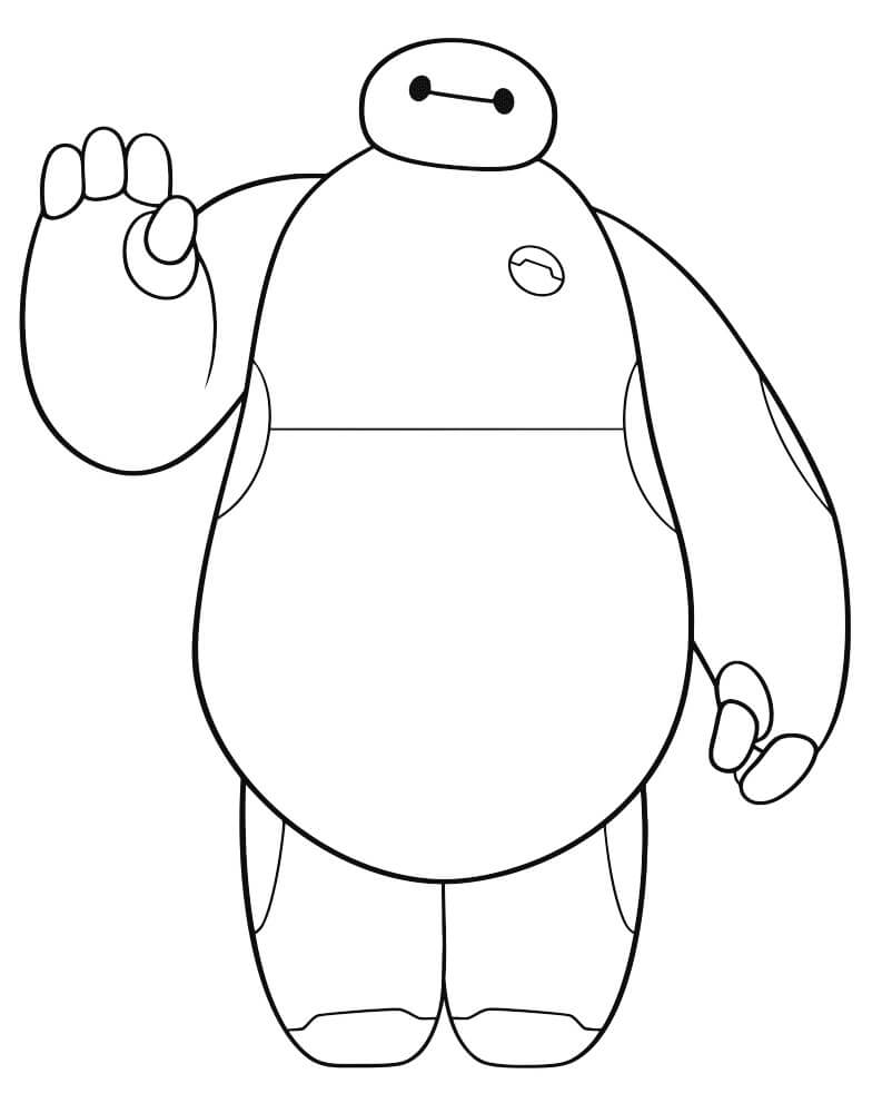 Dibujo de Baymax Saluda para Colorear y Imprimir