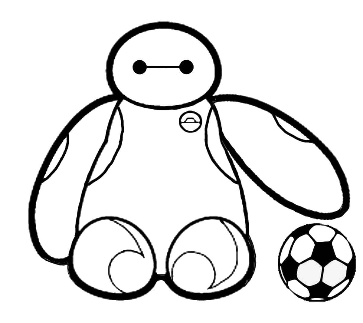 Dibujo de Baymax y La Pelota para Colorear y Imprimir