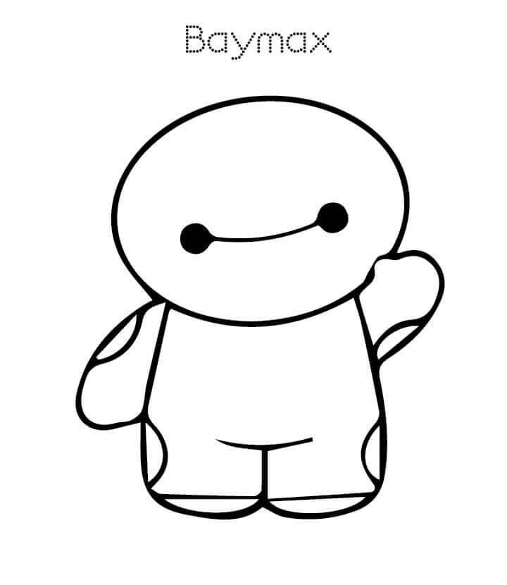 Dibujo de Poco Lindo Baymax para Colorear y Imprimir