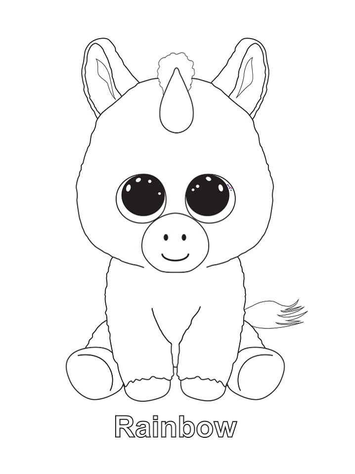 Dibujo de Arcoíris Beanie Boo para Colorear y Imprimir