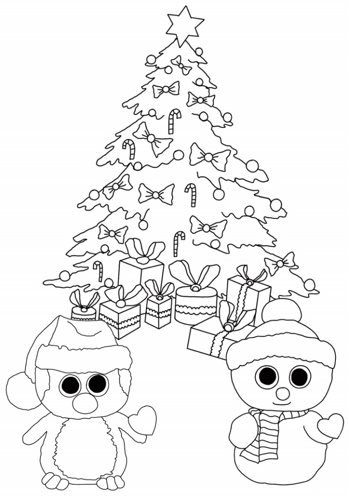 Dibujo de Beanie Boo Navidad para Colorear y Imprimir