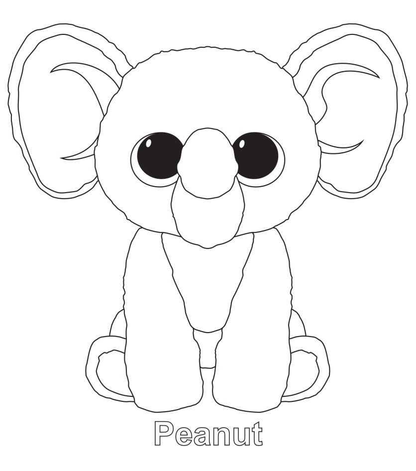 Dibujo de Cacahuete Beanie Boo para Colorear y Imprimir