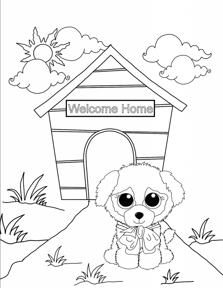 Dibujo de Caseta para Perro Beanie Boo para Colorear y Imprimir