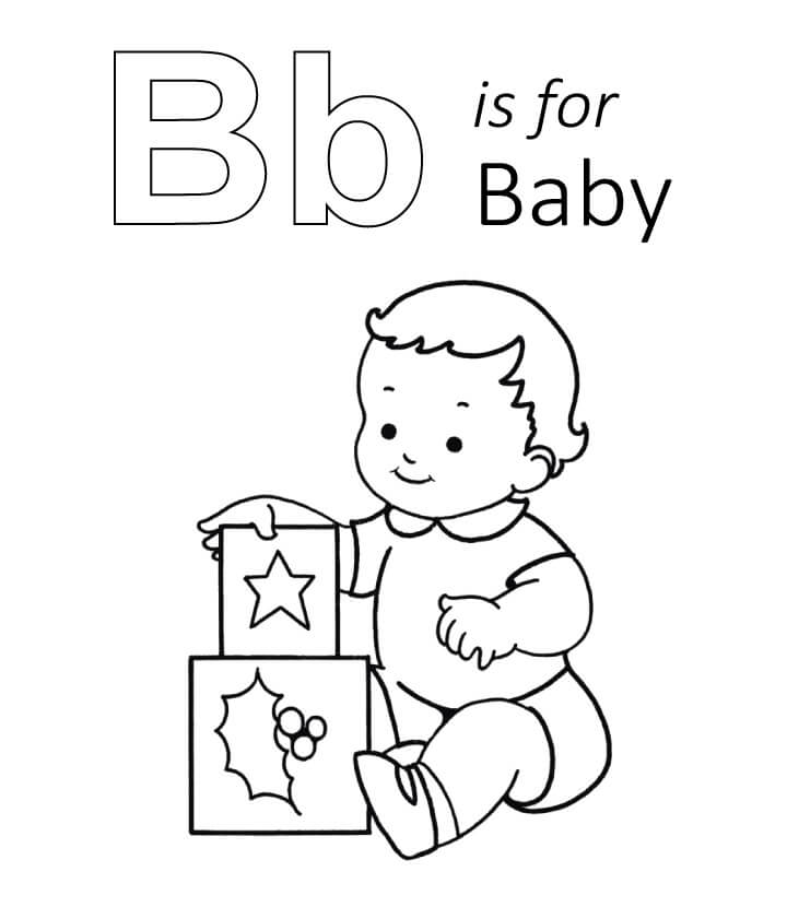 Dibujo de B Es para Bebé para Colorear y Imprimir