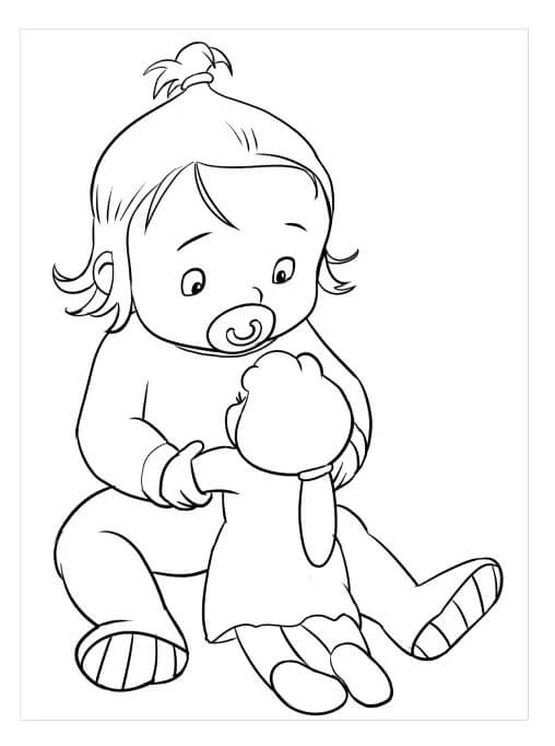 Dibujo de Bebé Con Juguete para Colorear y Imprimir