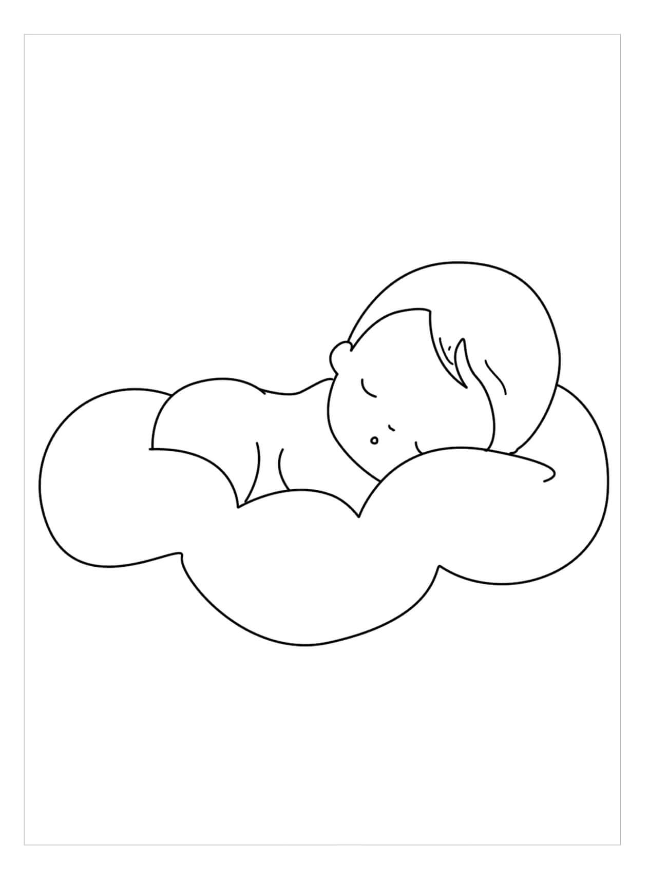 Dibujo de Bebé Durmiendo para Colorear y Imprimir