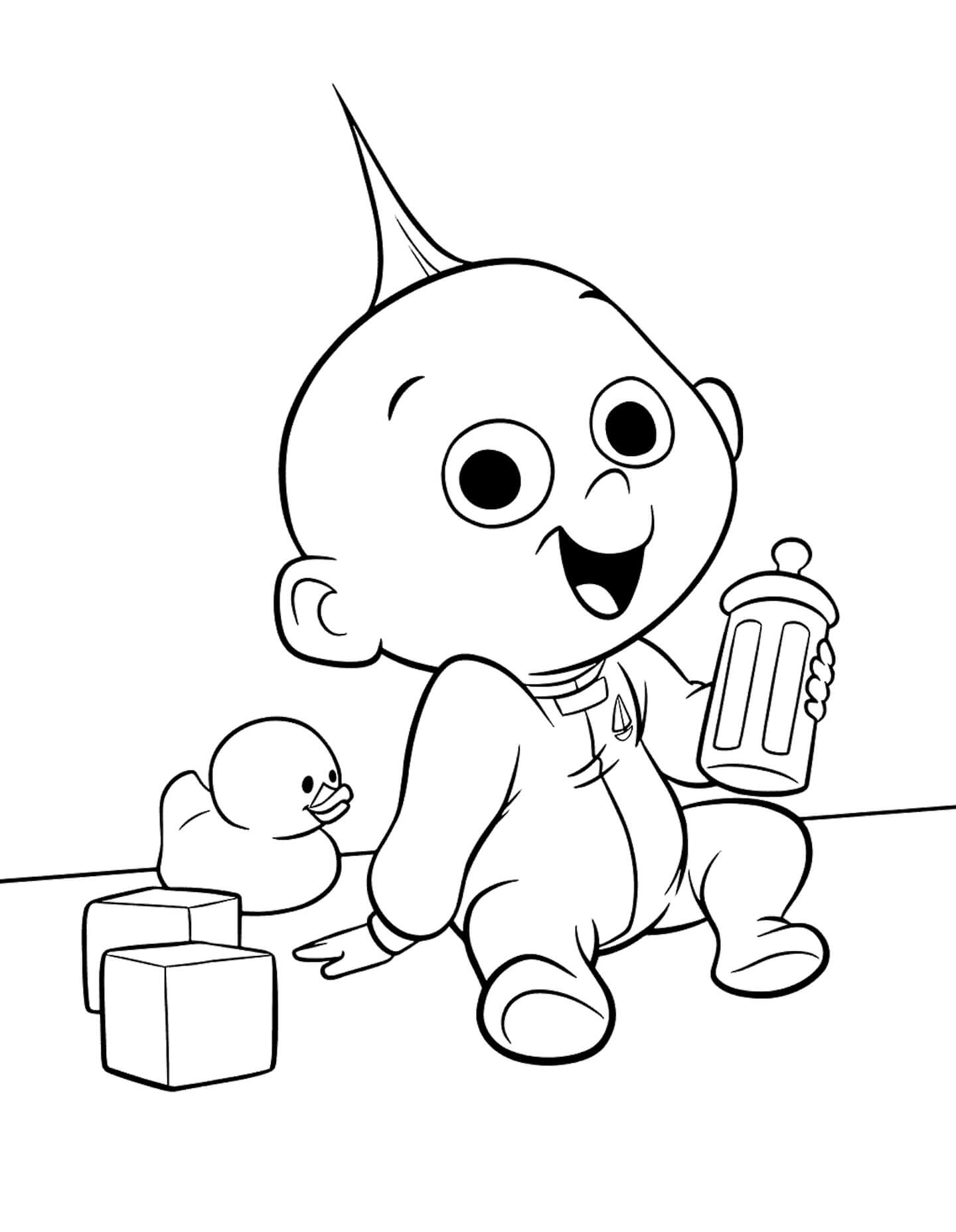 Dibujo de Bebé ¡Feliz de Dibujos Animados para Colorear y Imprimir