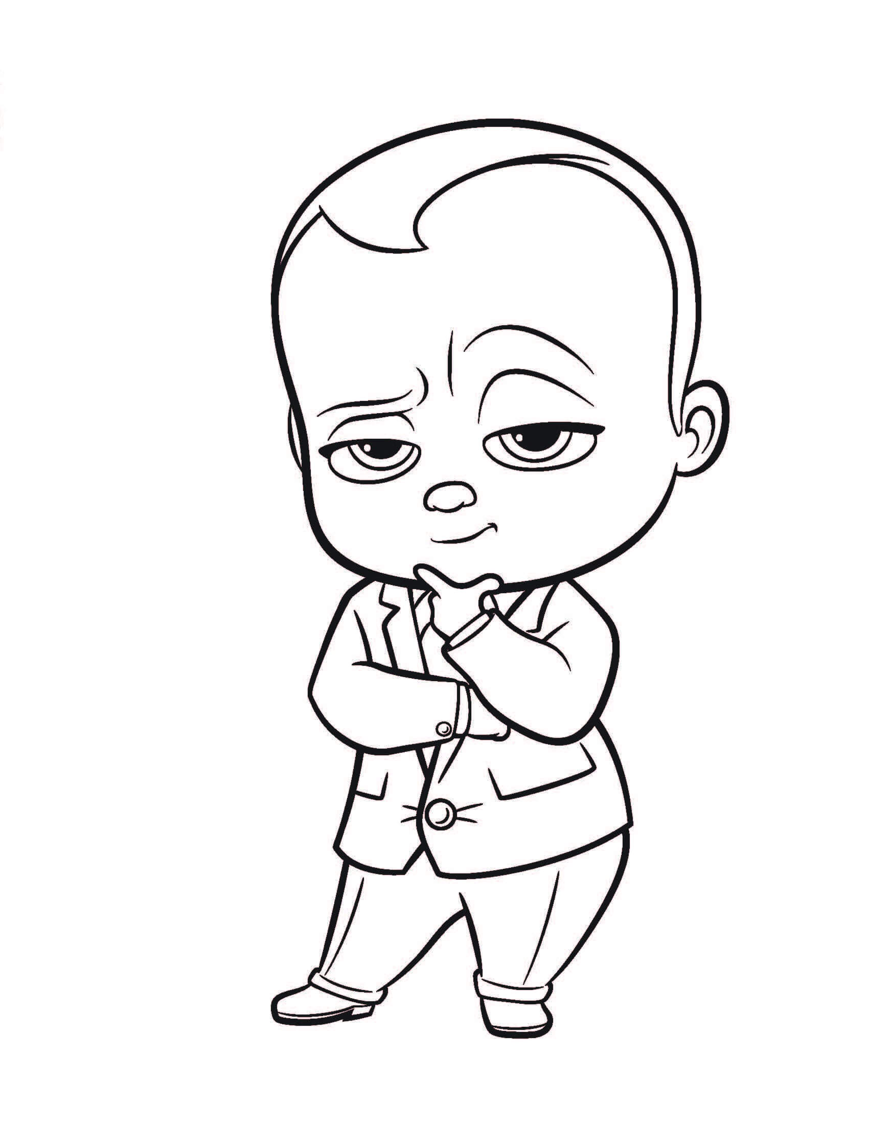 Dibujo de Bebé Jefe Sonriente para Colorear y Imprimir