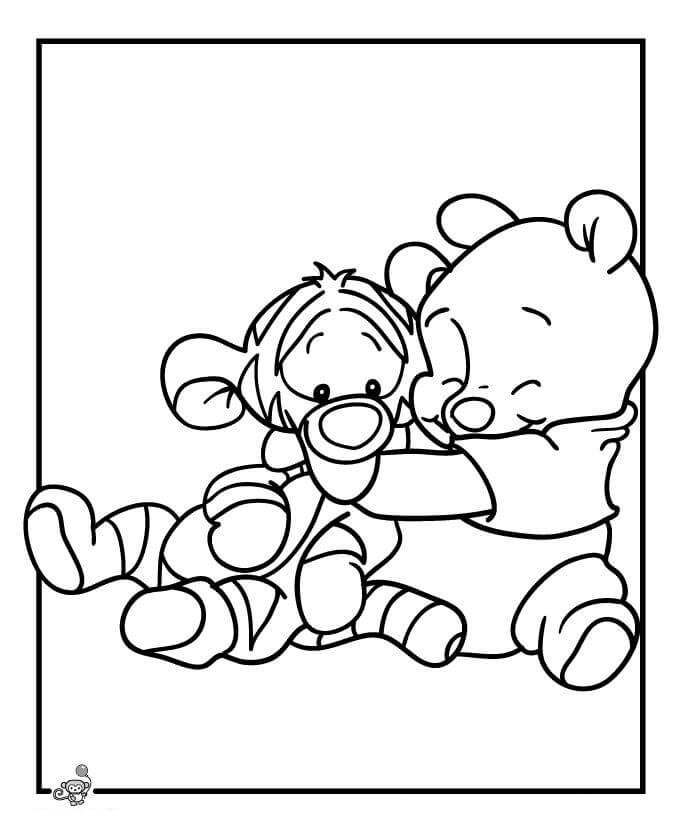 Dibujo de Bebé Pooh y Tigger para Colorear y Imprimir
