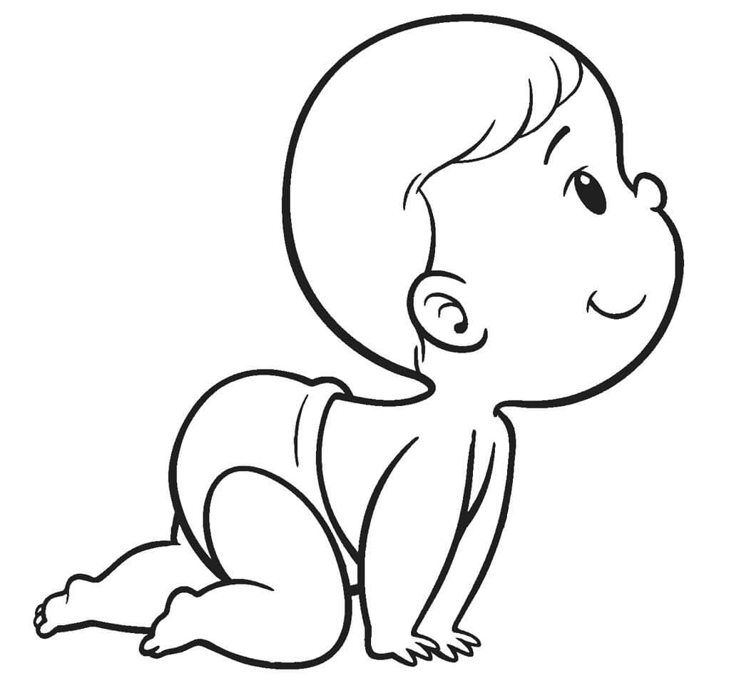 Dibujo de Bebé Sonriente para Colorear y Imprimir