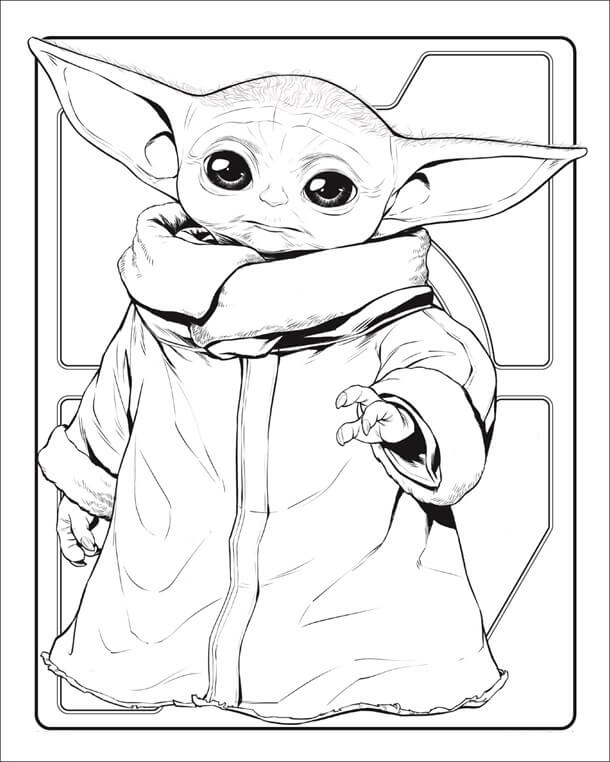 Dibujo de Bebé Yoda para Colorear y Imprimir