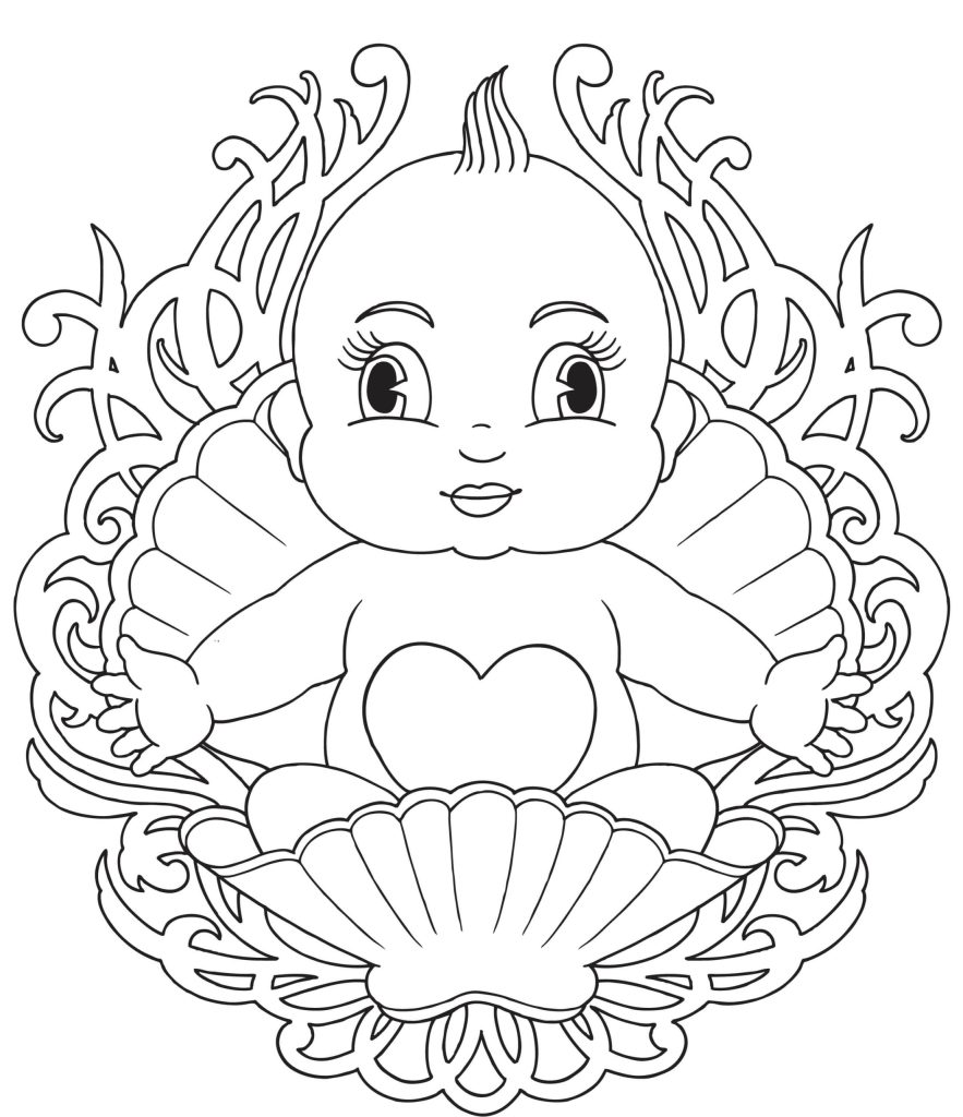 Dibujo de El Bebé Es para Adulto Scaled para Colorear y Imprimir