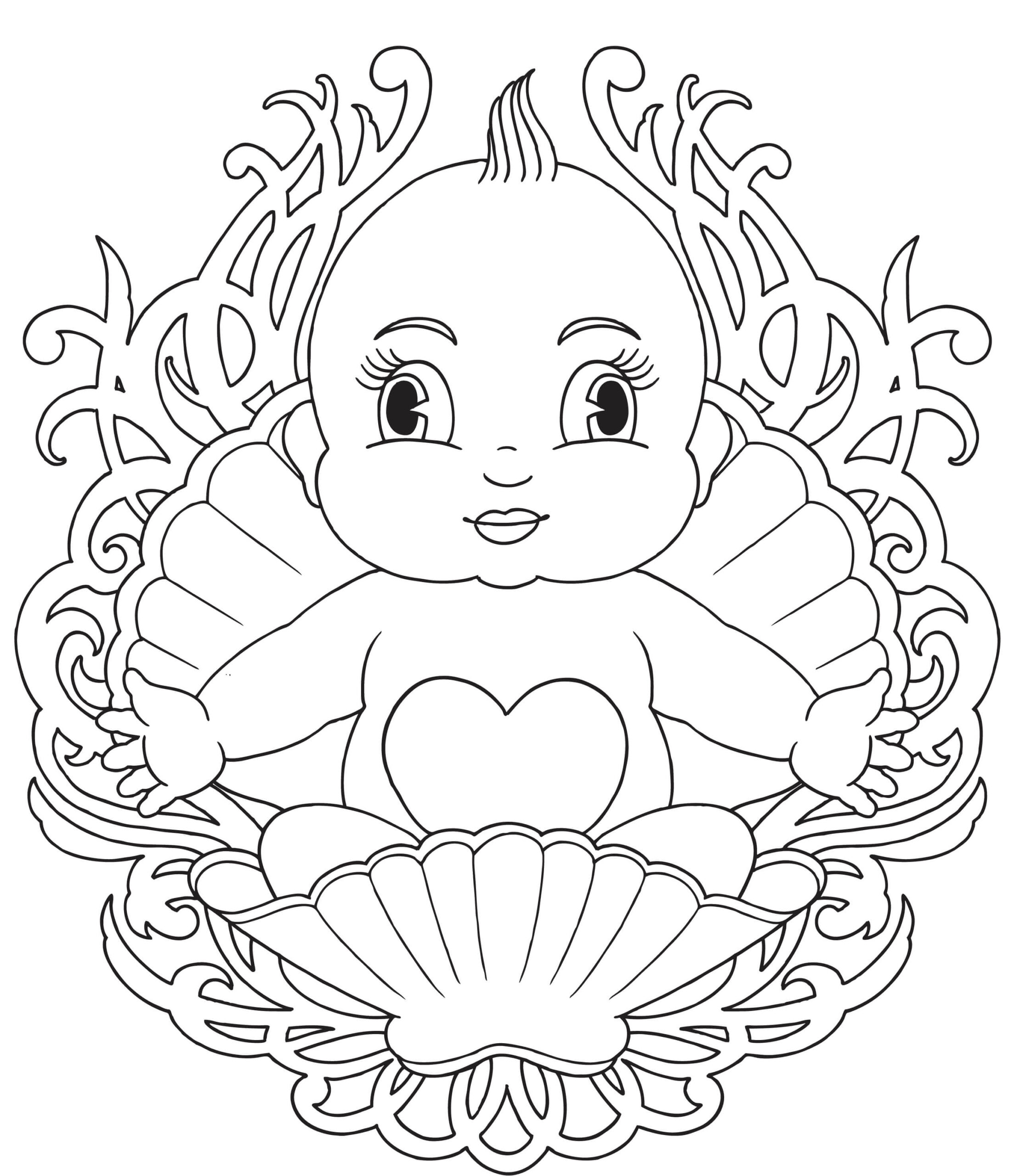 Dibujo de El Bebé Es para Adulto Scaled para Colorear y Imprimir